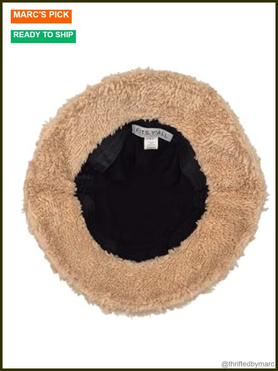 Faux Fur Fuzzy Bucket Hat, Unisex Winter Beanie, Warm Cozy Plush Streetwear main image 4